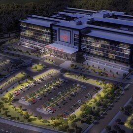 İskenderun Şehir Hastanesi Mimari Proje Cephe Gece